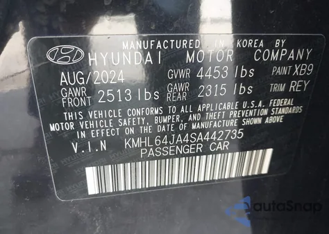 2025 Hyundai Sonata Sel из США, поврежденный, VIN KMHL64JA4SA442735